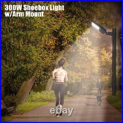 300W LED Parking Lot Light With Photocell Commercial Shoebox Street Lamp 42000LM
