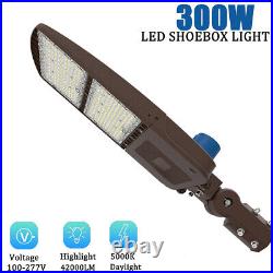 300W LED Parking Lot Lights Street Light Shoebox Pole Light Fixture Dusk to Dawn