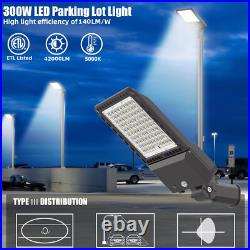 300W LED Parking Lot Lights Street Light Shoebox Pole Light Fixture Dusk to Dawn