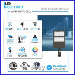 300W LED Parking Lot Pole Light With Photocell 5700K Universal Mount AC100-277V