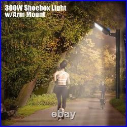 300W LED Shoebox Parking Lot Light Commercial Street Area Pole Lamp Dusk to Dawn