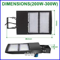300W LED Shoebox Parking Lot light Fixture with Dusk to Dawn Photocell 5000K DLC