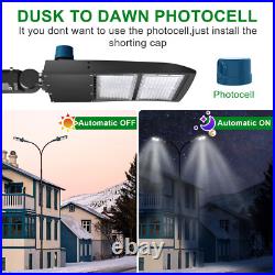 300W LED Shoebox Parking Lot light Fixture with Dusk to Dawn Photocell 5000K DLC