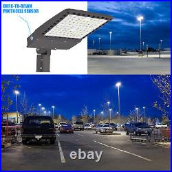 300 Watt LED Shoebox Light Commercial Parking Lot Street Pole Lamp + Slip Fitter