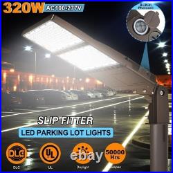 320W LED Parking Lot Light 21000 Lumen, Shoebox Area Flood Light with Slip Fitter