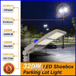 320W LED Parking Lot Light 44800LM Commercial Shoebox Pole Lighting Dusk to Dawn