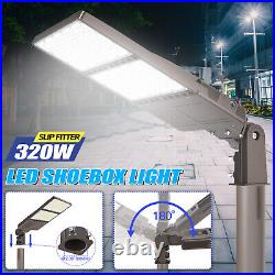 320W LED Parking Lot Light 5000K 44,800 Lumens with Photocell+Slip Fitter Mount