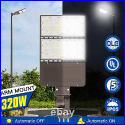 320W LED Parking Lot Light Dusk To Dawn Commercial Shoebox Road Lights Arm Mount