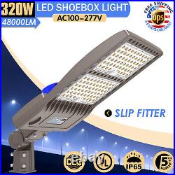 320W LED Parking Lot Light Dusk to Dawn Shoebox Pole Fixture Commercial Lighting