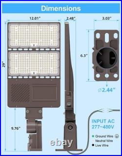 320W LED Parking Lot Light With Photocell 277-480V Street LED Shoebox Pole Light