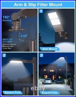 320W LED Parking Lot Light With Photocell 277-480V Street LED Shoebox Pole Light