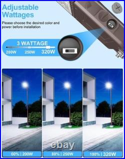 320W LED Parking Lot Light With Photocell 277-480V Street LED Shoebox Pole Light