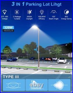320W LED Parking Lot Light With Photocell 277-480V Street LED Shoebox Pole Light