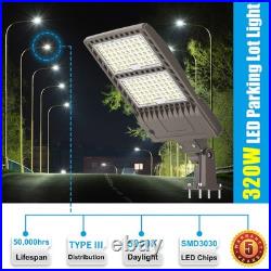 320W LED Parking Lot Pole Light Dusk To Dawn Shoebox Fixture Commercial Lighting