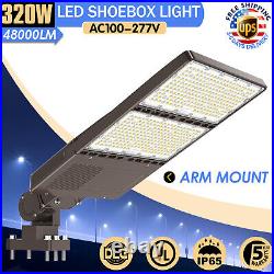 320W LED Parking Lot Pole Light Shoebox Fixture Dusk to Dawn Outdoor Street Lamp