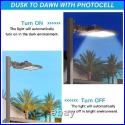320W LED Parking Lot Shoebox Lights IP65 Waterproof Dusk to Dawn Arm Wall Mount