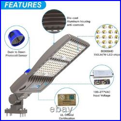 320W LED Parking Lot Shoebox Lights IP65 Waterproof Dusk to Dawn Arm Wall Mount
