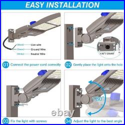 320W LED Parking Lot Shoebox Lights IP65 Waterproof Dusk to Dawn Arm Wall Mount