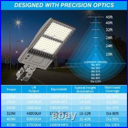 320W LED Parking Lot Street Light Yoke Wall Mount Dusk to Dawn Outdoor Lighting
