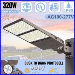 320W LED Shoebox Area Light Outdoor Parking Lot Lamp Dusk To Dawn with Photocell