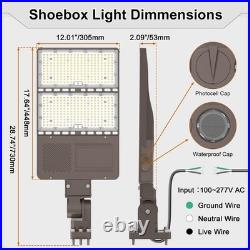 320W LED Shoebox Area Light Outdoor Parking Lot Lamp Dusk To Dawn with Photocell