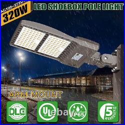 320W LED Shoebox Area Light Outdoor Parking Lot Pole Light 33600LM +Arm Mount