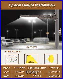 320W LED Shoebox Pole Light Commercial Parking Lot Outdoor Street Area Lighting