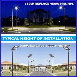 320W LED Shoebox Pole Light Dusk To Dawn Commercial Parking Lot Street Lighting