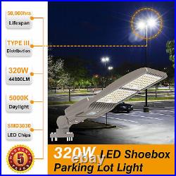 320 Watt LED Parking Lot Light Commercial Outdoor IP65 Shoebox Street Pole Lamp