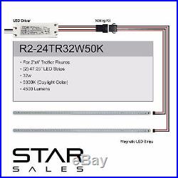 32w 2'x4' 5000K Magnetic LED Troffer Retrofit Kit, DLC Rebate! R2-24TR32W50K
