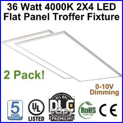 36 Watt 2X4 2 Pack LED Flat Panel Troffer Light Fixture 4000K- DLC Premium