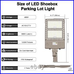 400W LED Parking Lot Light 60000LM DLC Listed Industrial Grade Shoebox Pole Lamp