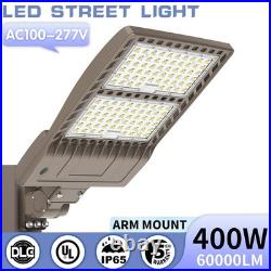 400W LED Parking Lot Pole Light Commercial Shoebox Fixture 60000 Lumen Arm Mount