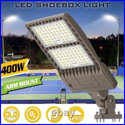 400W LED Parking Lot Pole Light Commercial Shoebox Fixture 60000 Lumen Arm Mount