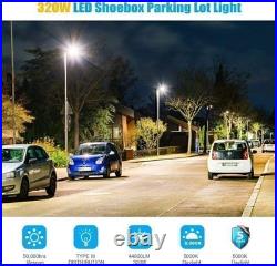 400W LED Parking Lot Pole Light Commercial Shoebox Fixture 60000 Lumen Arm Mount