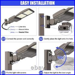 400W LED Shoebox Pole Light Commercial Street Parking Lot Lighting Dusk To Dawn
