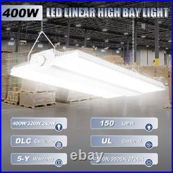 400W Linear High Bay LED Shop Lights 2.2FT Adjustable 4500K/5000K/5700K 60,000LM
