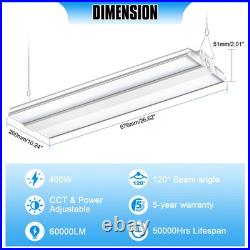 400W Linear High Bay LED Shop Lights 2.2FT Adjustable 4500K/5000K/5700K 60,000LM