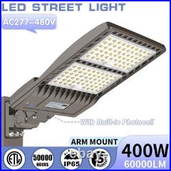 400Watt LED Shoebox Parking Lot Light With Photocell 277-480V Commercial Fixture