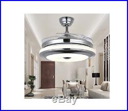 42 Retractable Ceiling Fan Lamp with Light Remote Control Dimmable LED Chandelier