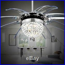 42inch 8 Blades Ceiling Fan Remote Crystal with Lights Invisible LED Fan Lamps