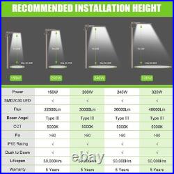 480V -320W LED Parking Lot Light Dusk To Dawn Shoebox Pole Fixture -48000 Lumens