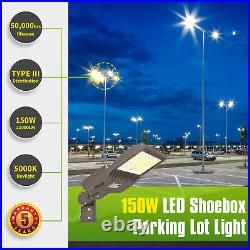 480V LED Parking Lot Light 150W 21,000LM LED Shoebox Pole Light Fixture 5000K
