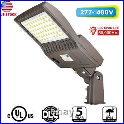 480 Volt 240W LED Shoebox Pole Light Commercial Street Area Parking Lot Lighting