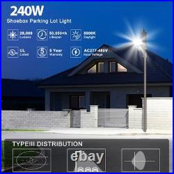 480 Volt 240W LED Shoebox Pole Light Commercial Street Area Parking Lot Lighting
