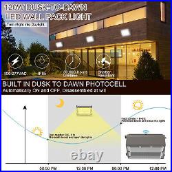 4PACK 120W LED Wall Pack Light Dusk to Dawn Commercial Outdoor Security 5000K