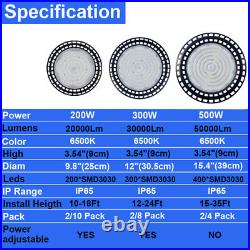 4PACK 500W UFO Led High Bay Light Industrial Commercial Garage Gym Factory Light