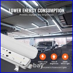 4PCS 4FT LED Vapor Tight Light 60W 7400LM Vapor Proof Light Fixture 5000K