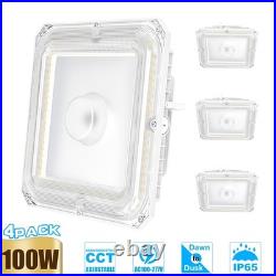 4Pack 100W Commercial LED Canopy Gas Station Lighting for Outdoor Garage Carport