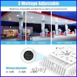 4Pack 100W Commercial LED Canopy Gas Station Lighting for Outdoor Garage Carport